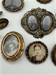 (9) Victorian Mourning Gold Filled Photograph Brooches, Cufflinks, More