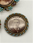 (6) Victorian Mourning Gold Filled Photograph Brooches With Enameling and Fancy Cases