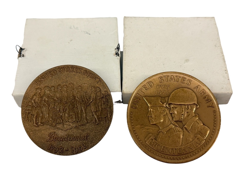 (2) Bronze Medallions; US Army Bicentennial, US Mint With Original Boxes