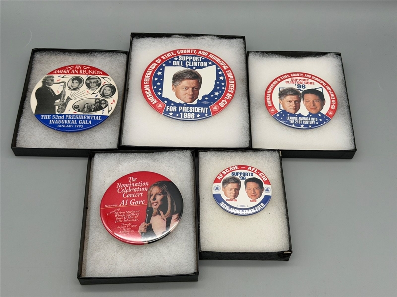 (5) Bill Clinton & Al Gore Political Campaign Buttons RARE