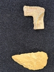 Group of Clay Trade Pipes and Flint With Face Effigy