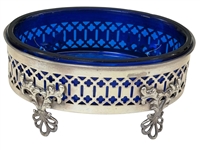 (8) Sterling Cased Frank Whiting Coasters, (2) Sterling Cobalt Nut Cellars