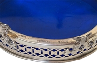 (8) Sterling Cased Frank Whiting Coasters, (2) Sterling Cobalt Nut Cellars
