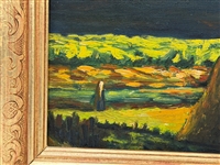 Unsigned Oil Haystack Under Cloudy Skies