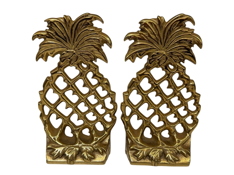 Virginia Metalcrafters Pineapple Brass Bookends