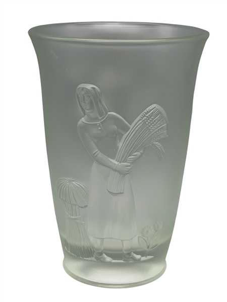 Fenton Frosted Glass Art Deco Glass Vase