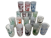 (17) Libbey, Hazel-Atlas Drinking Glasses; States and Songs Big Top Peanut Butter