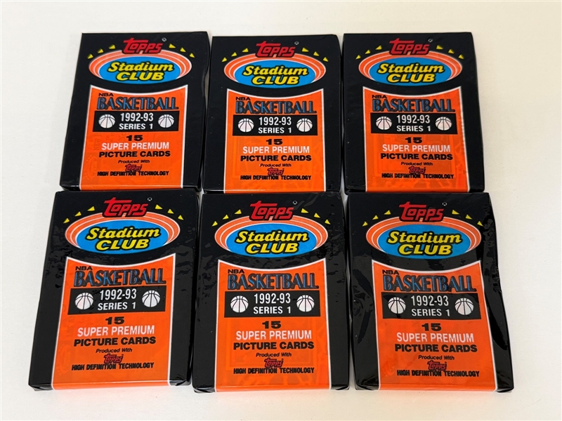 (6) Packs 1992-93 Stadium Club Series I Basketball Cards