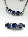 Sterling Silver Sapphires and Diamonds Jewelry Suite