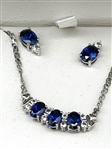 Sterling Silver Sapphires and Diamonds Jewelry Suite