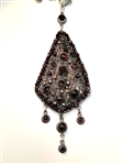 Large Silver Handmade Pendant and Chain Set with Garnets
