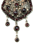 Large Silver Handmade Pendant and Chain Set with Garnets