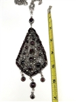 Large Silver Handmade Pendant and Chain Set with Garnets