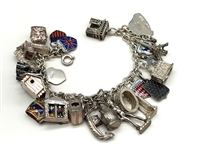 Sterling Silver Charm Bracelet With 25 Charms