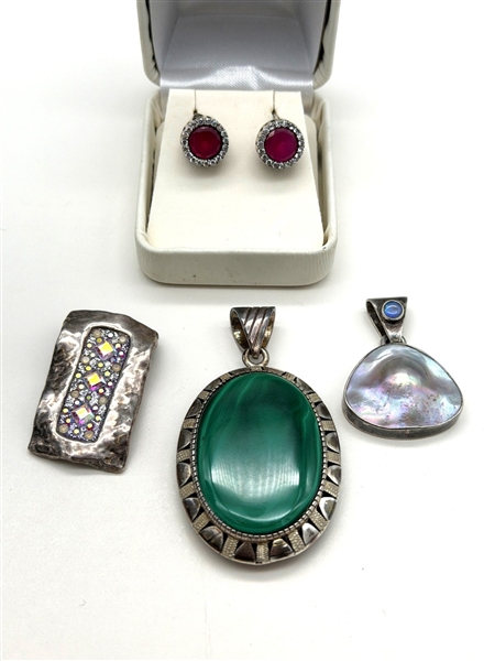 Group of Sterling Silver Pendants and Earrings