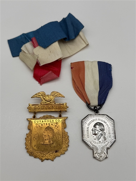 (2) Early Rare Medals; Frederick Wm. Steuben in Sterling, Cuyahoga Centennial 1910