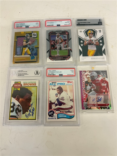 (5) Graded Football Cards; Tate, Pickett, Stroud, Love, Taylor