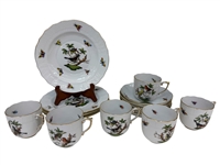 Herend Rothschild Bird Tea Cups and Saucers, Side Plates