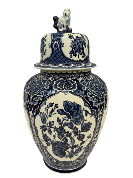 Boch Delft Made for Royal Sphinx Lidded Ginger Jar