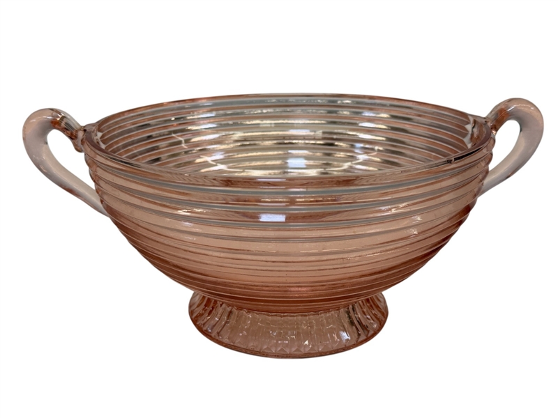 Anchor Hocking Pink Manhattan Footed Fruit Bowl