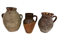 (3) Rustic Early Terracotta Jugs