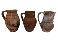 (3) Earthenware Terra Cotta Pitchers