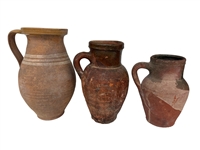 (3) Earthenware Terra Cotta Pitchers
