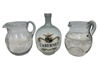 (3) Glass Etched Pitchers