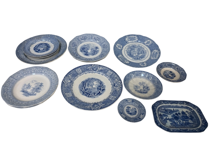 (13) Transferware Plates; Heath, Lozere, Waverly, Wedgwood, Ridgway