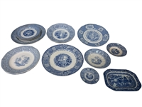 (13) Transferware Plates; Heath, Lozere, Waverly, Wedgwood, Ridgway