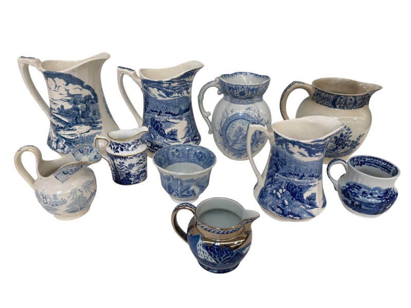 (8) Pitchers, Creamers Transferware