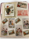 Incredible Scrapbook Filled With Turn of the Century Advertising Cards, Holiday Greetings, Black Americana