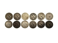 Group of (12) 25C Liberty Seated Quarter Dollars 