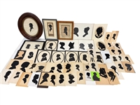 (58) Unsigned Hand Cut Silhouettes (4) Framed