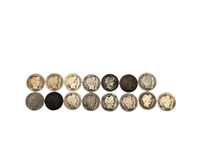 Group of (15) 10C Liberty Seated and Barber Dimes