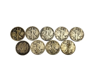 Group of (9) 50C Barber and Walking Liberty Half Dollars