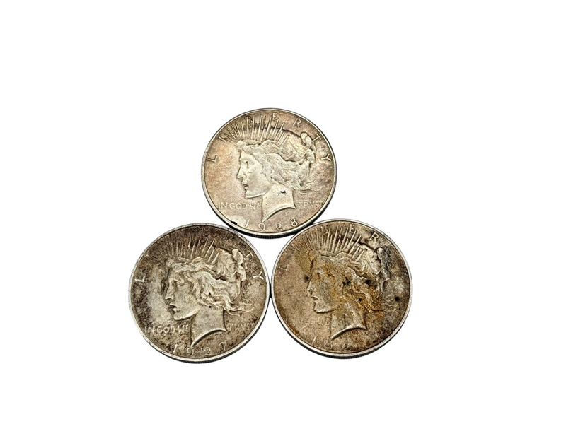 Group of (3) Peace Silver Dollars