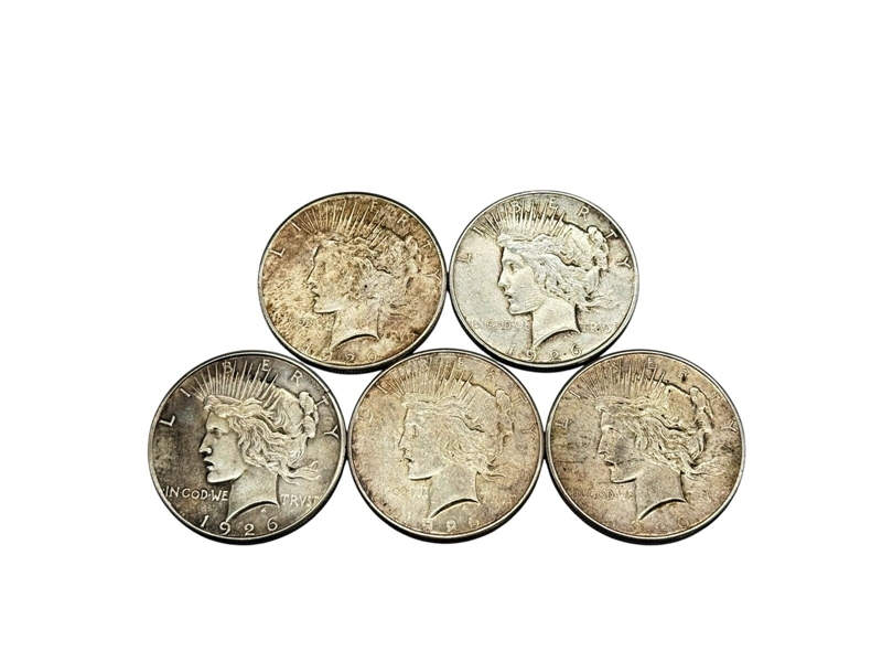 Group of (5) Peace Silver Dollars
