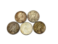 Group of (5) 1935-P Peace Silver Dollars