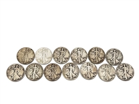 Group of (13) 50C Walking Liberty Half Dollars
