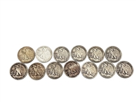 Group of (13) 50C Walking Liberty Half Dollars