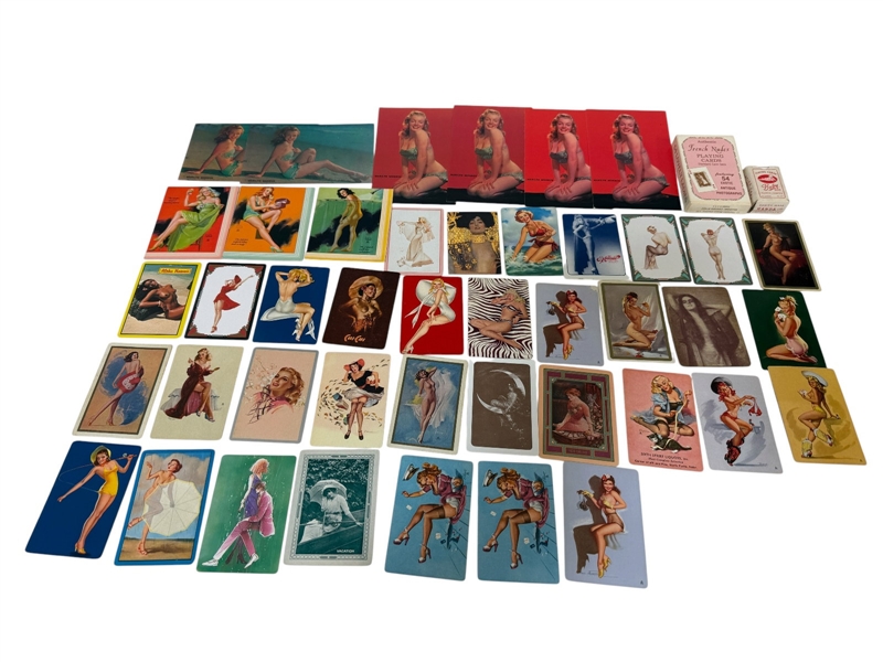 Large Group of Pin Up Exhibit Cards, Playing Card Fronts, Complete Card Deck