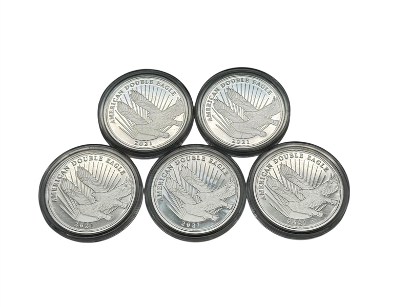 Group of (5) 2021 $2 Cook Islands Silver American Double Eagles