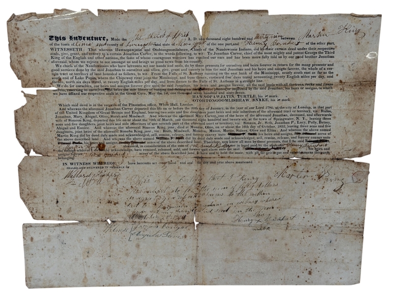 1839 Deed for Land Document From Native American Tribes