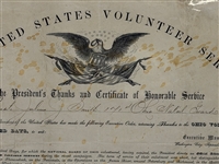 1864 U.S. Volunteer Service Document With Abraham Lincoln Stamp Signature