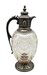 Charles Edwards Victorian Era Sterling Silver Mounted Cut Glass Claret Jug