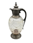 Charles Edwards Victorian Era Sterling Silver Mounted Cut Glass Claret Jug