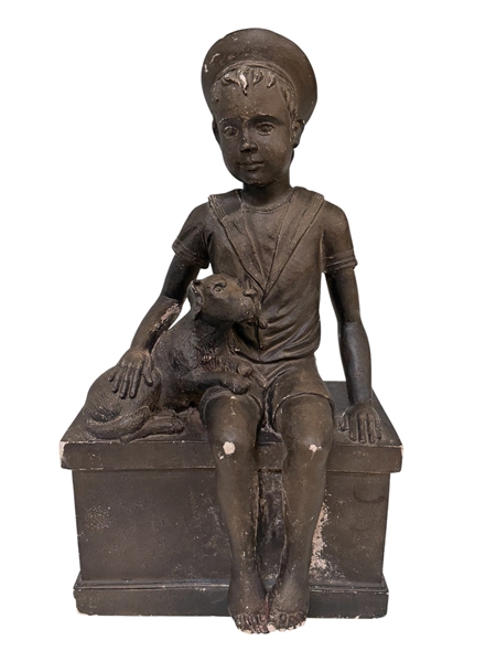 1974 Chalkware "Boy with Dog" Austin Productions The Hume Collection 2000
