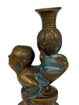 Chinese Brass Statue Boy With Vase Xuande Mark