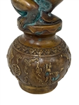 Chinese Brass Statue Boy With Vase Xuande Mark